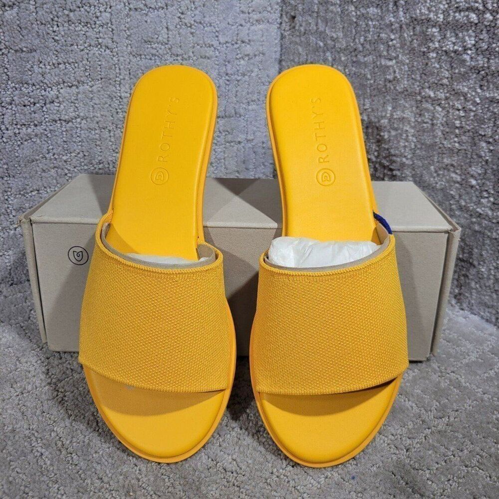 Rothy’s The Slide Yellow Canary Comfortable Flats Sandals Women’s Multiple Sizes